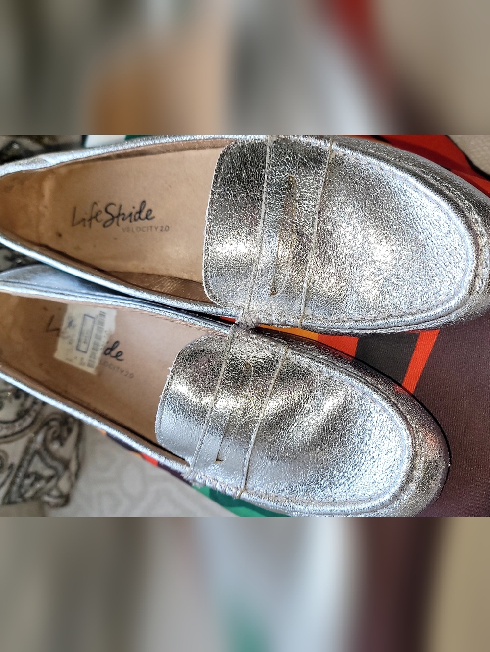 Life Stride Silver Penny Loafers - Metallic Silver Women’s Shoes